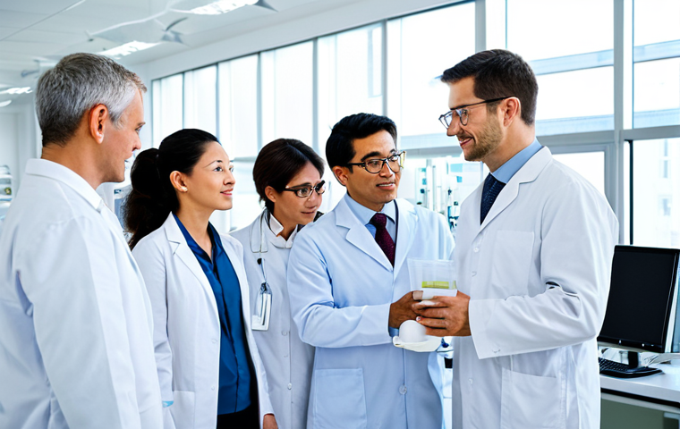 Pharmaceutical Collaboration**

"A team of scientists and business executives in a modern pharmaceutical laboratory, collaborating on a new drug development. Fully clothed, professional attire, appropriate content, safe for work, perfect anatomy, natural proportions, dynamic composition, collaborative environment, well-lit, professional photography, modest, family-friendly."

**