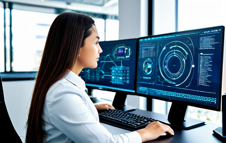 Tech Company IP Specialist**
"A fully clothed, professional IP specialist working at a brightly lit desk in a modern tech company office, surrounded by computer monitors displaying patent diagrams and code. She is wearing modest business attire. The scene is safe for work, showcasing innovation and technology. Perfect anatomy, correct proportions, natural pose, well-formed hands, proper finger count, natural body proportions, appropriate content, professional, family-friendly."
**