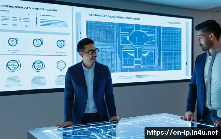 지적재산권 컨설팅 프로젝트 사례 - **"Safeguarding the Innovation Blueprint"**: A diverse group of four engineers and legal professiona...