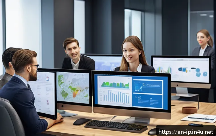 지적재산권 실무 경험담 공유 - A modern startup office environment featuring a diverse team of professionals analyzing digital inte...